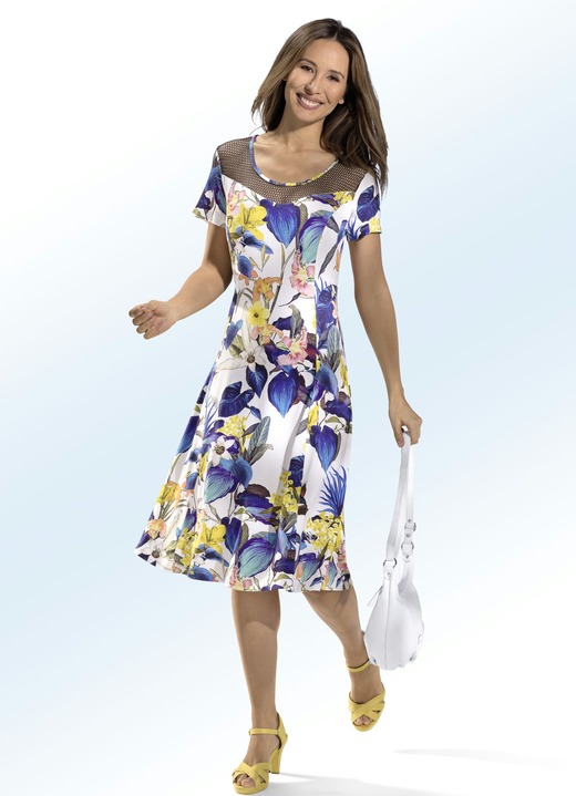Kleider - Kleid in schwingender Schlupfform, in Größe 036 bis 054, in Farbe ECRU-BLAU