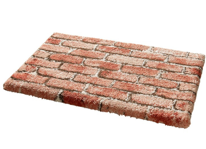 - Badgarnitur mit rutschhemmender Latexierung, in Größe 100 (Vorleger halbrund, 50/ 80 cm) bis 112 (WC-Deckelbezug, 47/ 50 cm), in Farbe ZIEGELROT