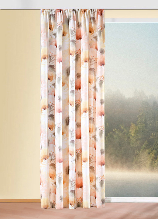 Klassisch - Floral gestalteter Übervorhang mit Universalschienenband, in Größe 358 (H145xB140 cm) bis 456 (H245xB140 cm), in Farbe MULTICOLOR Ansicht 1