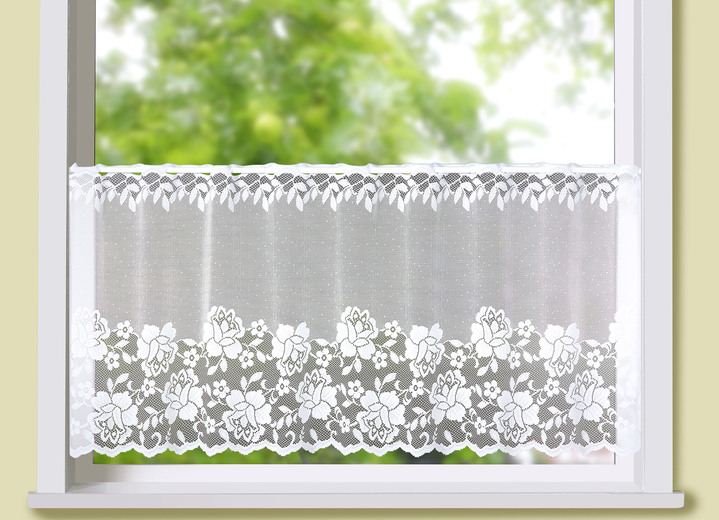 Klassisch - Toller Kurzvorhang mit Stangendurchzug, in Größe 660 (H30xB100 cm) bis 876 (H50xB150 cm), in Farbe WEISS