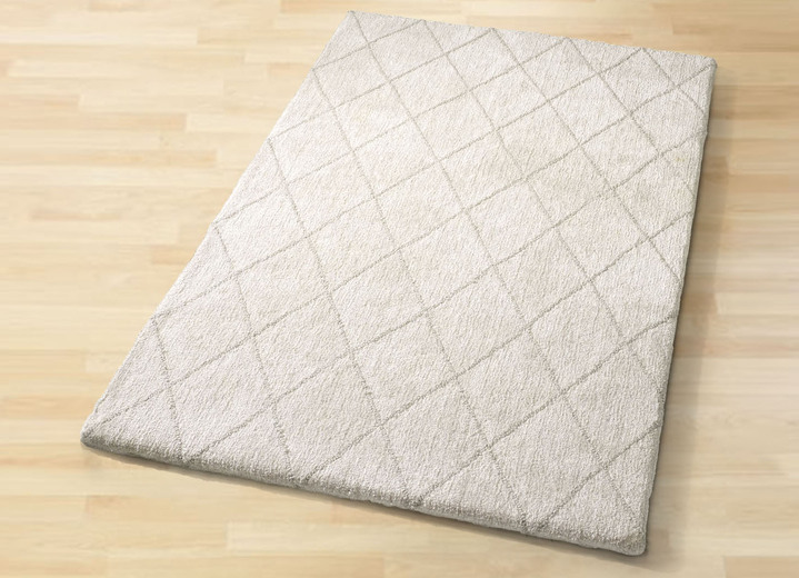Modern - Brücken und Teppiche in moderner Rauten-Dessinierung, in Größe 110 (Brücke, 60x100 cm) bis 278 (Teppich, 190x275 cm), in Farbe CREME Ansicht 1