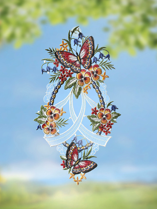 Fensterbilder - Fensterbild Schmetterling aus Plauener Spitze, in Farbe BUNT