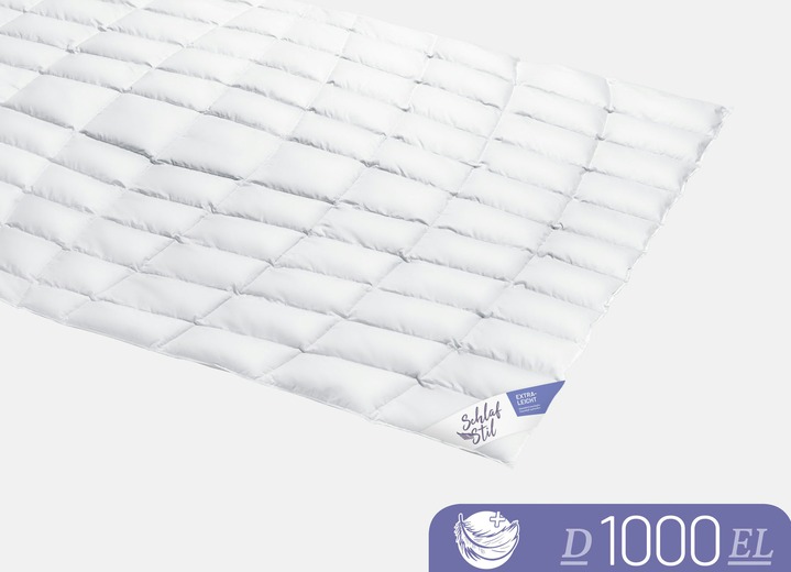 Bettwaren - Eiderdaunendecken von Schlafstil, in Größe 103 (135/200 cm) bis 114 (240/220 cm), in Farbe SILBER, in Ausführung Extra leicht Ansicht 1