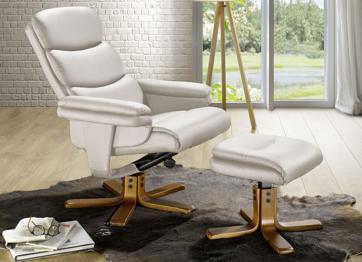 Relaxsessel mit Hocker und Füssen aus laminiertem Holz ...