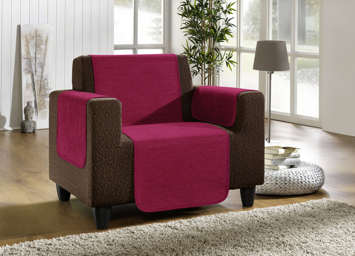 Wohnaccessoires - Wohnaccessoires aus hochwertigem Chenille, in Größe 101 (Sesselschoner, 50x150 cm) bis 905 (Kissenbezüge, 2er-Set, 40x40 cm), in Farbe BORDEAUX Ansicht 1