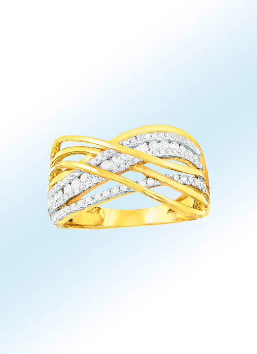 Ringe - Extravaganter Damenring mit echten Brillanten und Diamanten, in Größe 160 bis 220, in Farbe GOLD