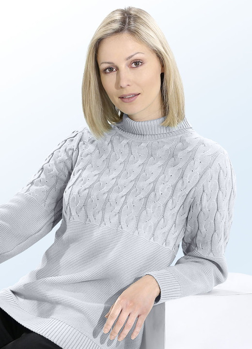 - Pullover mit Zopfmuster, in Größe 036 bis 050, in Farbe HELLGRAU