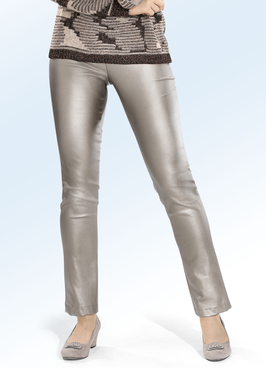 Hosen in Schlupfform - Hose mit fein schimmerndem Glanzeffekt, in Größe 020 bis 052, in Farbe TAUPE Ansicht 1