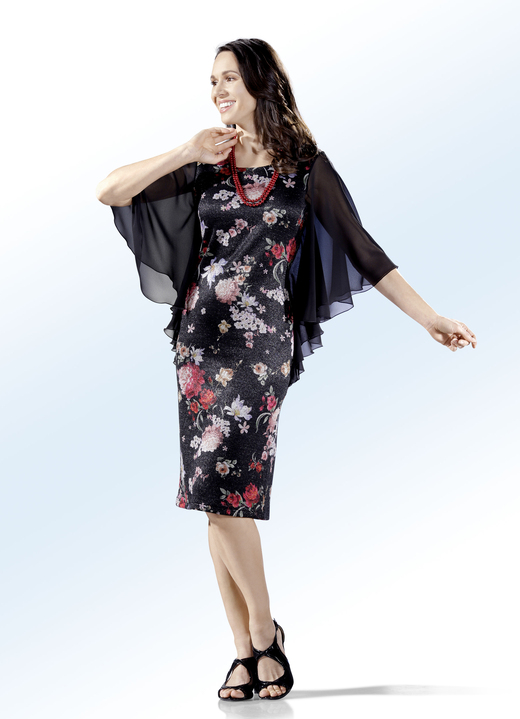 - Kleid mit floralem Dessin, in Größe 038 bis 052, in Farbe SCHWARZ-BUNT