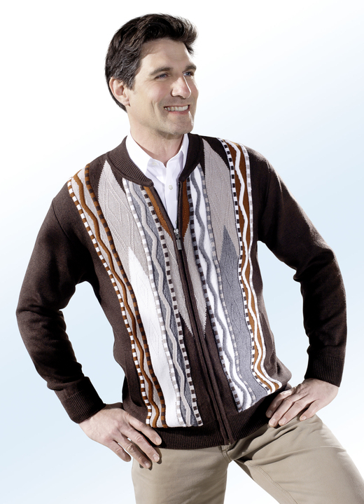 - Jacke mit durchgehendem Reissverschluss, in Größe 046 bis 062, in Farbe BEIGE-REHBRAUN-ECRU-BUNT Ansicht 1
