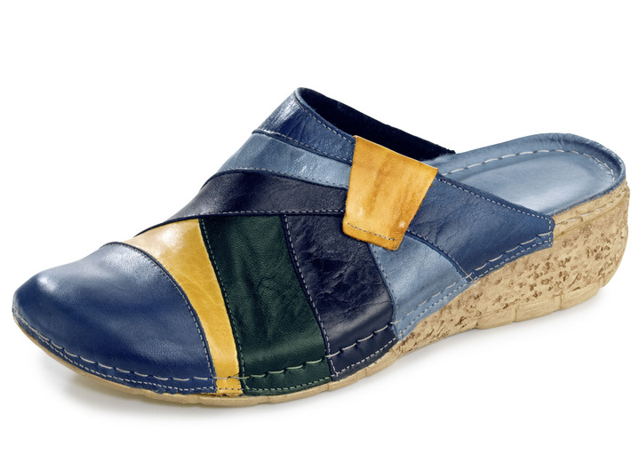 Sandaletten & Pantoletten - Gemini Clog aus schattiertem Rind-Nappaleder, in Größe 036 bis 042, in Farbe BLAU-MULTICOLOR Ansicht 1