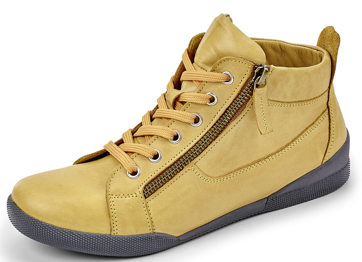 Stiefel & Stiefeletten - Andrea Conti, sportive Damen-Boots, mit herausnehmbarem Fussbett, in Größe 036 bis 042, in Farbe SENFGELB Ansicht 1