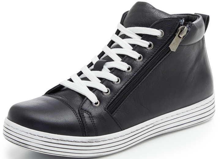 Stiefel & Stiefeletten - Gemini Schnür-Stiefelette mit praktischem Seitenreissverschluss, in Größe 036 bis 042, in Farbe SCHWARZ Ansicht 1