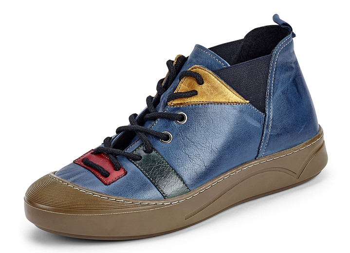 Stiefel & Stiefeletten - Attraktive Schnür-Stiefelette in 3 Farben mit herausnehmbarem Fussbett, Weite G, in Größe 036 bis 042, in Farbe BLAU Ansicht 1