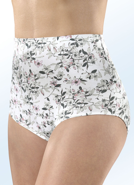 Slips - Viererpack Slips mit Floraldessin, in Größe 042 bis 048, in Farbe ECRU-OLIV-ROSÉ Ansicht 1