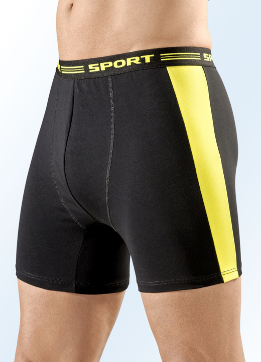 Pants & Boxershorts - Viererpack Pants, uni mit Einsätzen, in Größe 005 bis 011, in Farbe 2X SCHWARZ-GELB, 2X SCHWARZ-KIWI Ansicht 1