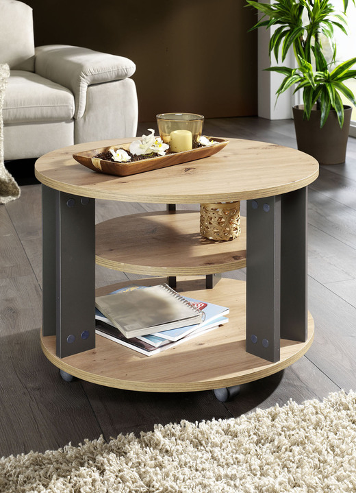 Couchtische - Couchtisch mit 2 Ablageflächen und 4 Rollen, in Farbe WILDEICHE-ANTHRAZIT Ansicht 1