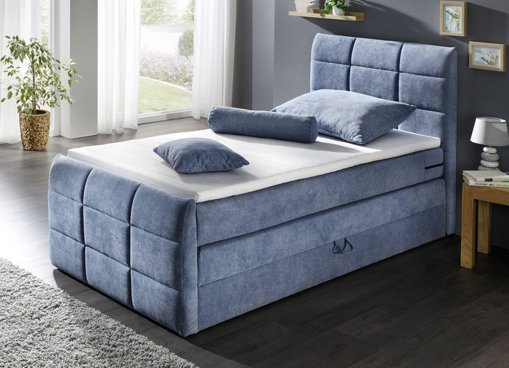 - Boxspringbett mit Bettkasten und Topper, in Farbe BLAU Ansicht 1