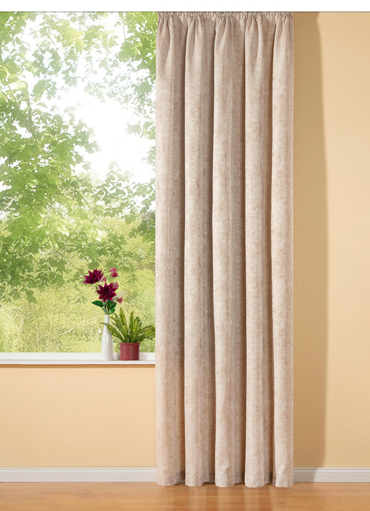 Klassisch - Edel glänzender Übervorhang mit Universalschienenband, in Größe 358 (H145xB145 cm) bis 458 (H245xB145 cm), in Farbe BEIGE Ansicht 1