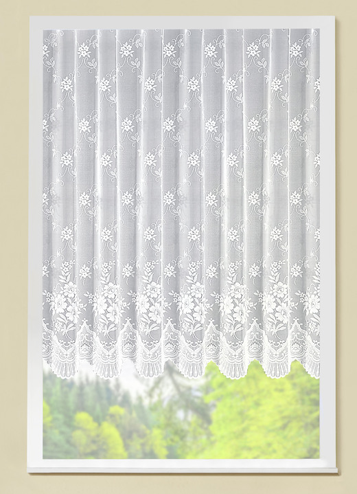 Klassisch - Bezaubernder Blumenfenster-Store, in Farbe WEIß Ansicht 1