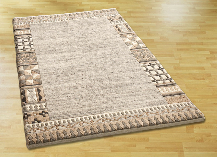 Modern - Handgearbeitete Teppiche, Brücken und Bettumrandung, in Größe 103 (Brücke, 60x 90 cm) bis 325 (Bettumrandung, 3-teilig), in Farbe NATUR-GRAU Ansicht 1