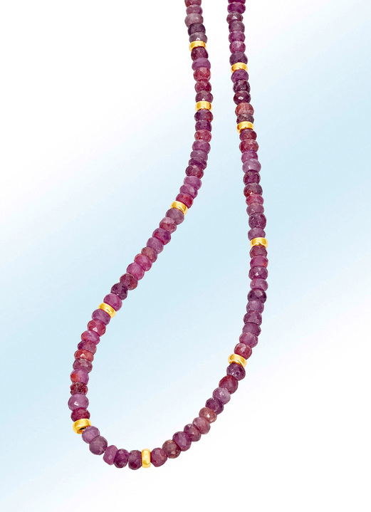 Halsketten - Halskette mit Goldelementen und echt Rubin, in Farbe