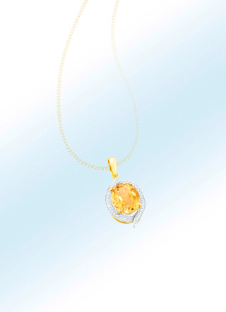 Anhänger mit echt Citrin und Diamanten