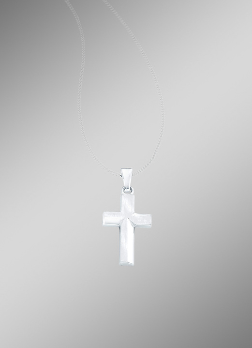 Anhänger - Edler Kreuz-Anhänger aus Weissgold, in Farbe  Ansicht 1