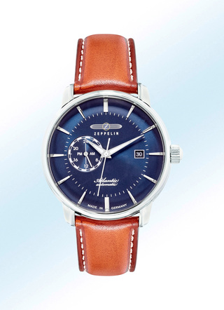 Zeppelin-Automatik-Herrenuhr mit Edelstahlgehäuse und Lederband
