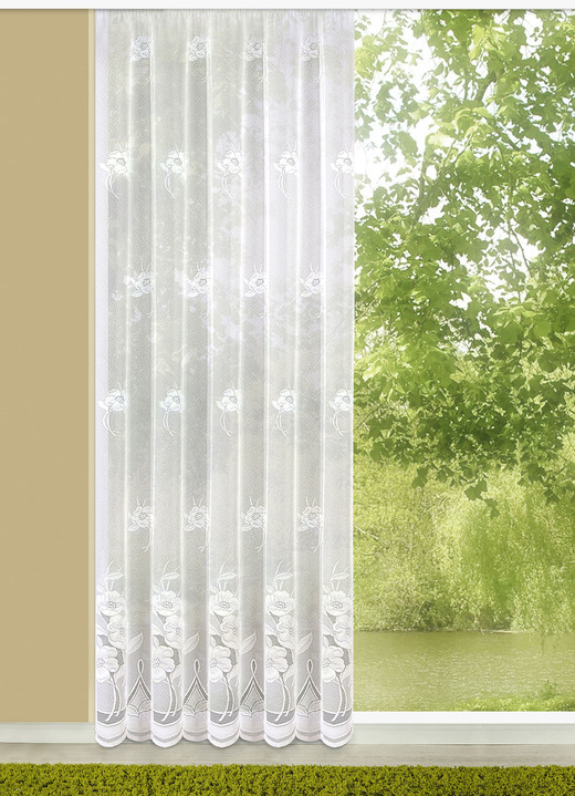 Klassisch - Langstore mit Blumengirlanden, in Größe 242 (225x450 cm) bis 298 (245x600 cm), in Farbe WEIß Ansicht 1