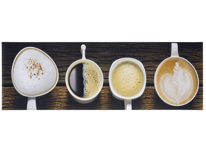 Läufer & Stufenmatten - Küchenläufer Kaffeetassen, mit rutschhemmender Rückseite , in Farbe BRAUN Ansicht 1