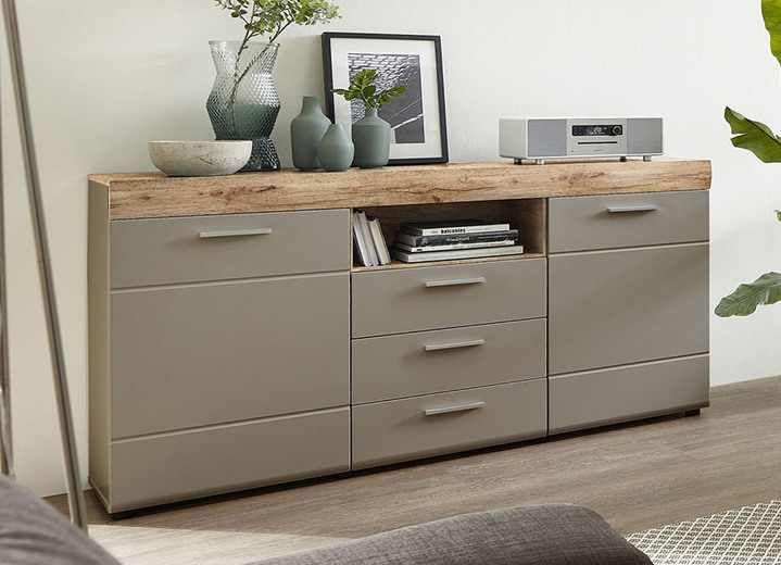 - Sideboard mit Softclose und Selbsteinzug, in Farbe BASALT-EICHE Ansicht 1
