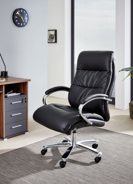 Chefsessel / Bürostuhl - Komfortabler Chefsessel, in Farbe SCHWARZ, in Ausführung Kunstlederbezug Ansicht 1