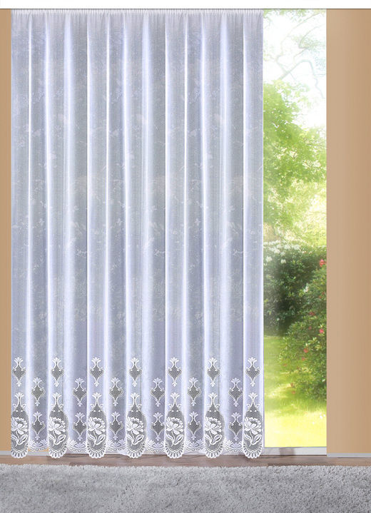 Klassisch - Toller Langvorhang mit Universalschienenband, in Größe 236 (H225xB300 cm) bis 298 (H245xB600 cm), in Farbe WEISS Ansicht 1