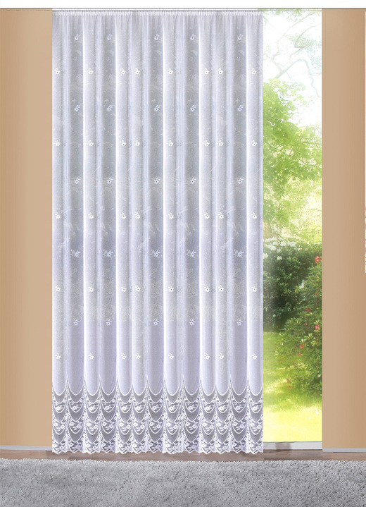 Klassisch - Wunderschöner Langvorhang mit Universalschienenband, in Größe 236 (H225xB300 cm) bis 298 (H245xB600 cm), in Farbe WEIß Ansicht 1