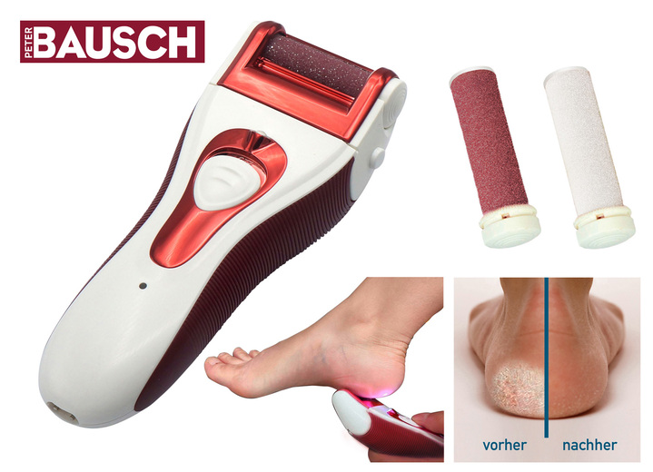 - Hornhautentferner mit ergonomischem Handgriff, in Farbe ROT-WEISS Ansicht 1