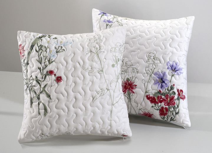 Tagesdecken - Tagesdecke/Kissenhüllen, verschiedene Ausführungen , in Größe 914 (für Doppelbett 270x210 cm) bis 920 (2 Kissenbezüge, 40x 40 cm), in Farbe CREME-BUNT Ansicht 1