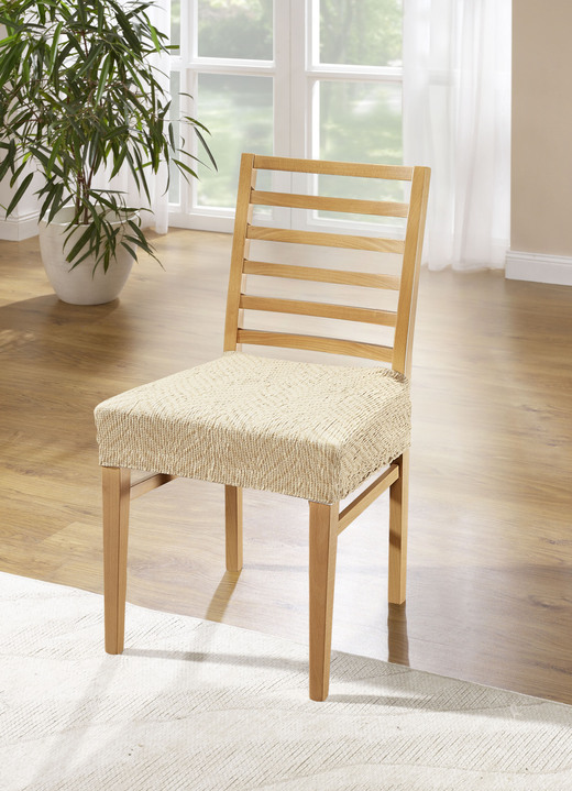 Sessel- & Sofaüberwürfe - Stretchbezüge für Sitzmöbel, in Größe 101 (Sesselbezug) bis 114 (Sitzflächen-Bezug), in Farbe CREME Ansicht 1