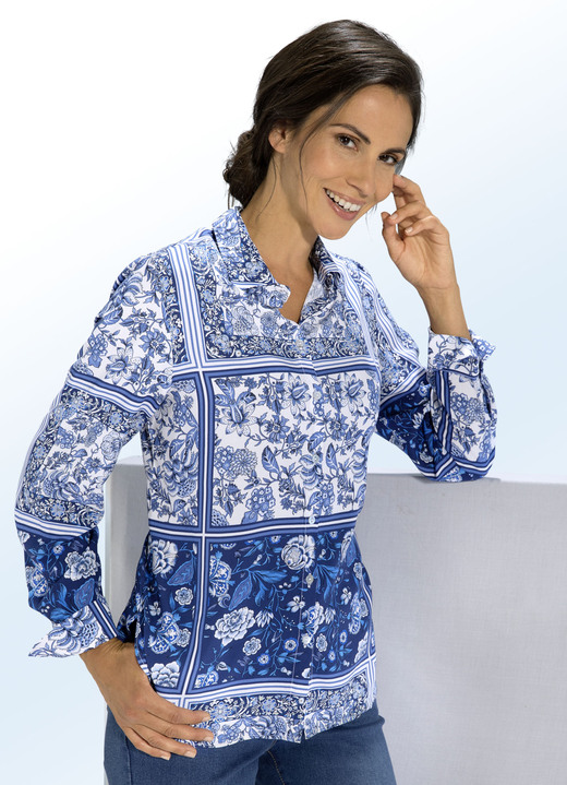 Blusen & Tuniken - Bluse mit Manschettenärmeln, in Größe 036 bis 052, in Farbe ECRU-BUNT