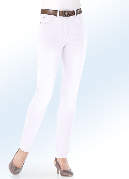 Hosen mit Knopf- und Reissverschluss - Basic-Jeans, in Größe 017 bis 052, in Farbe WEISS Ansicht 1