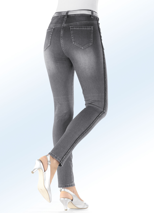 Hosen - Jeans mit funkelndem Zierband, in Größe 017 bis 052, in Farbe DUNKELGRAU Ansicht 1