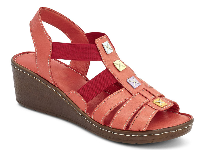 Sandaletten & Pantoletten - Pfiffige Sandalette mit Elastikriemchen, in Größe 036 bis 041, in Farbe HELLROT Ansicht 1