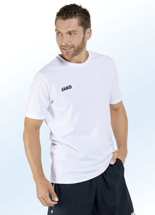 Freizeitshirts & -Kombinationen - Doppelpack Shirt von «Jako» in 6 Farben, in Größe 3XL (58/60) bis XXL (56), in Farbe WEISS-HELLGRAU MELIERT Ansicht 1