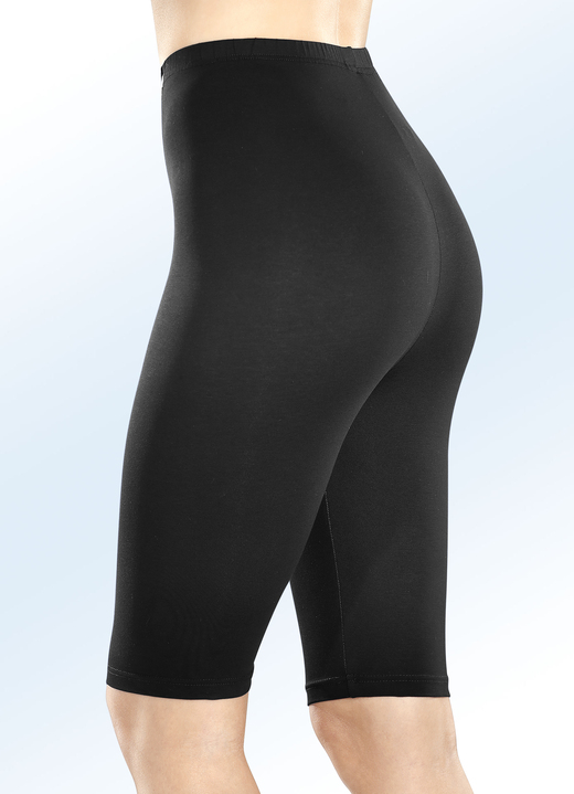 Leggings - Zweierpack Radlerhosen mit Dehnbund, in Größe 036 bis 052, in Farbe 2X SCHWARZ Ansicht 1