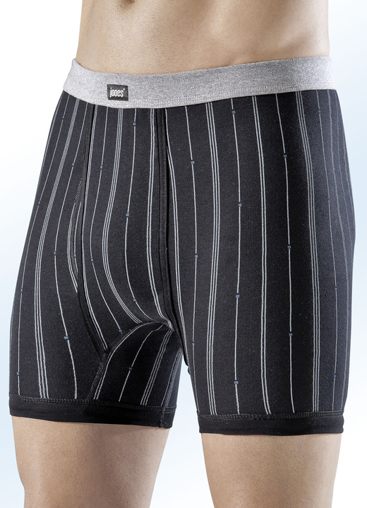 Slips & Unterhosen - Viererpack Unterhosen mit Streifendessin, in Größe 005 bis 012, in Farbe 2X SCHWARZ-GRAU MELIERT, 2X GRAU MELIERT-SCHWARZ