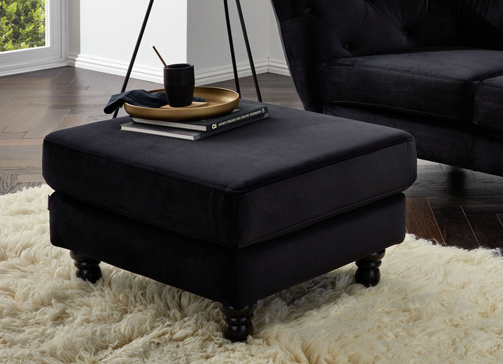 - Hocker auf massiven Holzfüße, in Farbe SCHWARZ