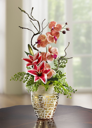 Orchideen-Gesteck im Topf