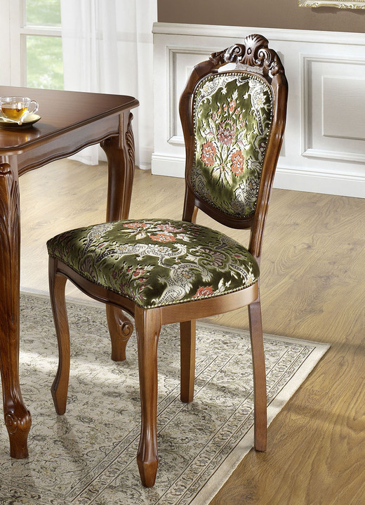- Esszimmermöbel mit tollen Schnitzereien, in Farbe GRÜN, in Ausführung 2er-Set Stühle