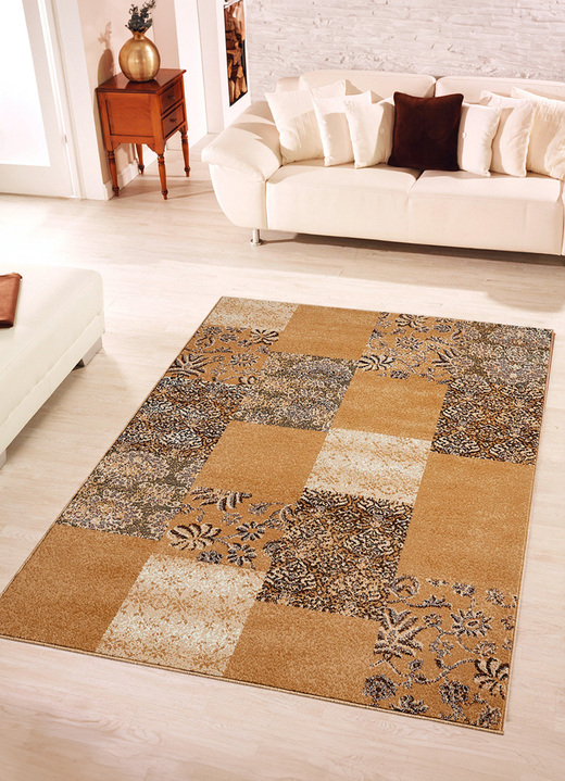 Heimtextilien - Gewebte Brücken und Teppiche im Patchwork-Dessin, in Größe 111 (Brücke, 60x110 cm) bis 288 (Teppich, 240x330 cm), in Farbe BEIGE Ansicht 1