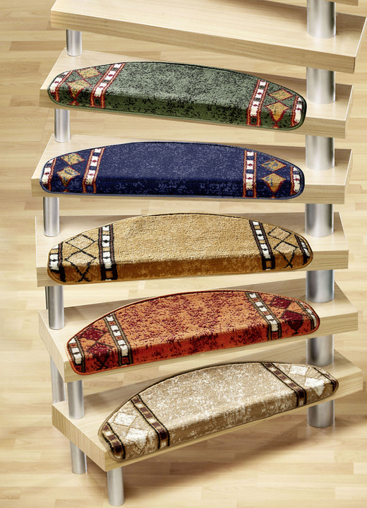Läufer & Stufenmatten - Dicht gewebte Stufenmatten mit Jute-Rückseite, in Größe 151 (Stufenmatten, 2er-Pack) bis 325 (Stufenmatten, 15er-Pack), in Farbe BLAU
